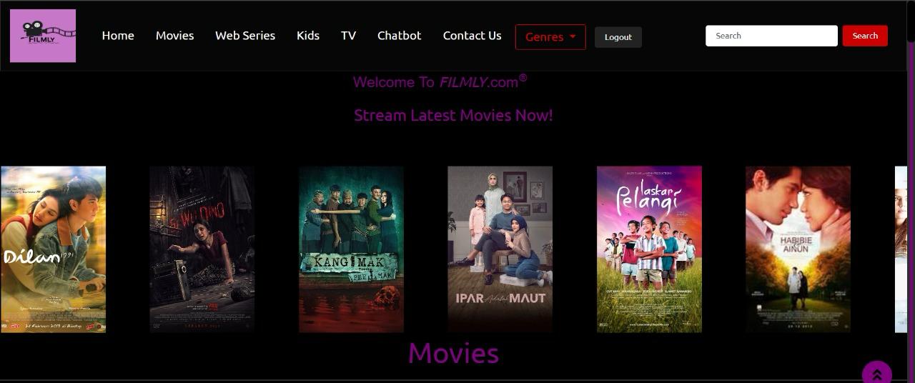 Preview website Filmly movie platform